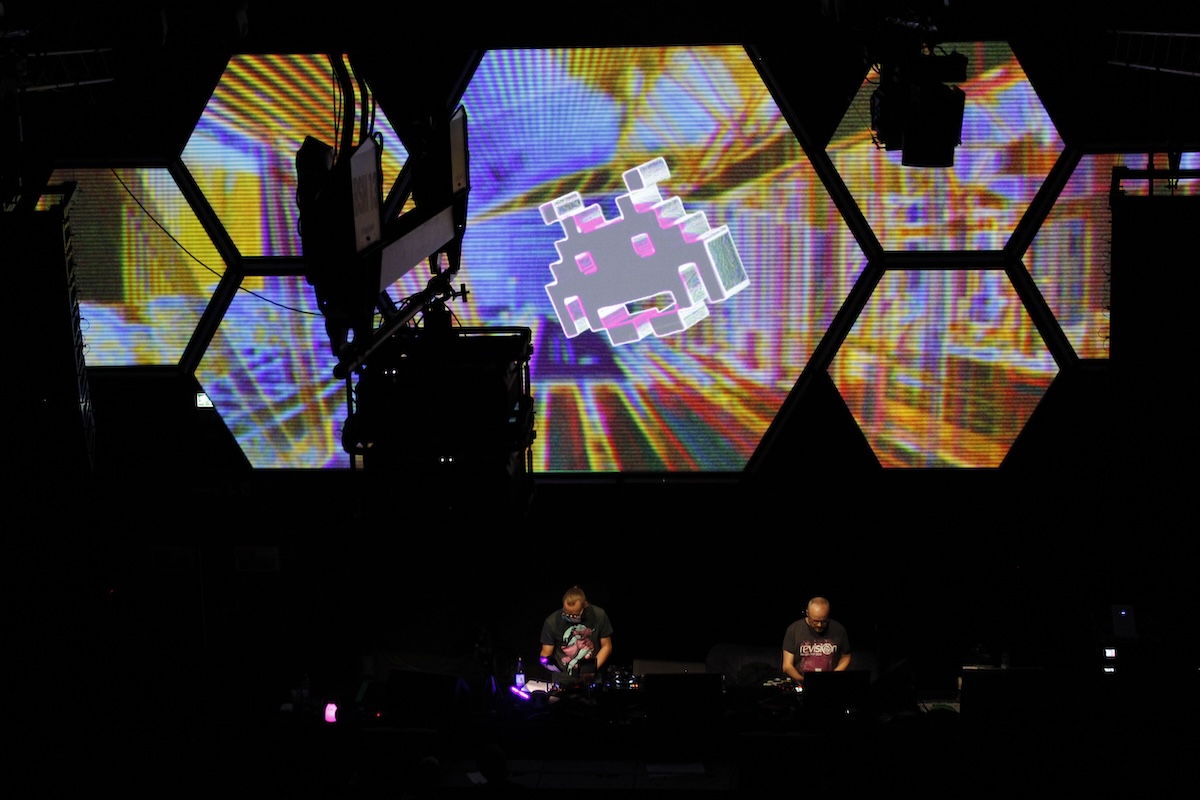 wide view of the stage