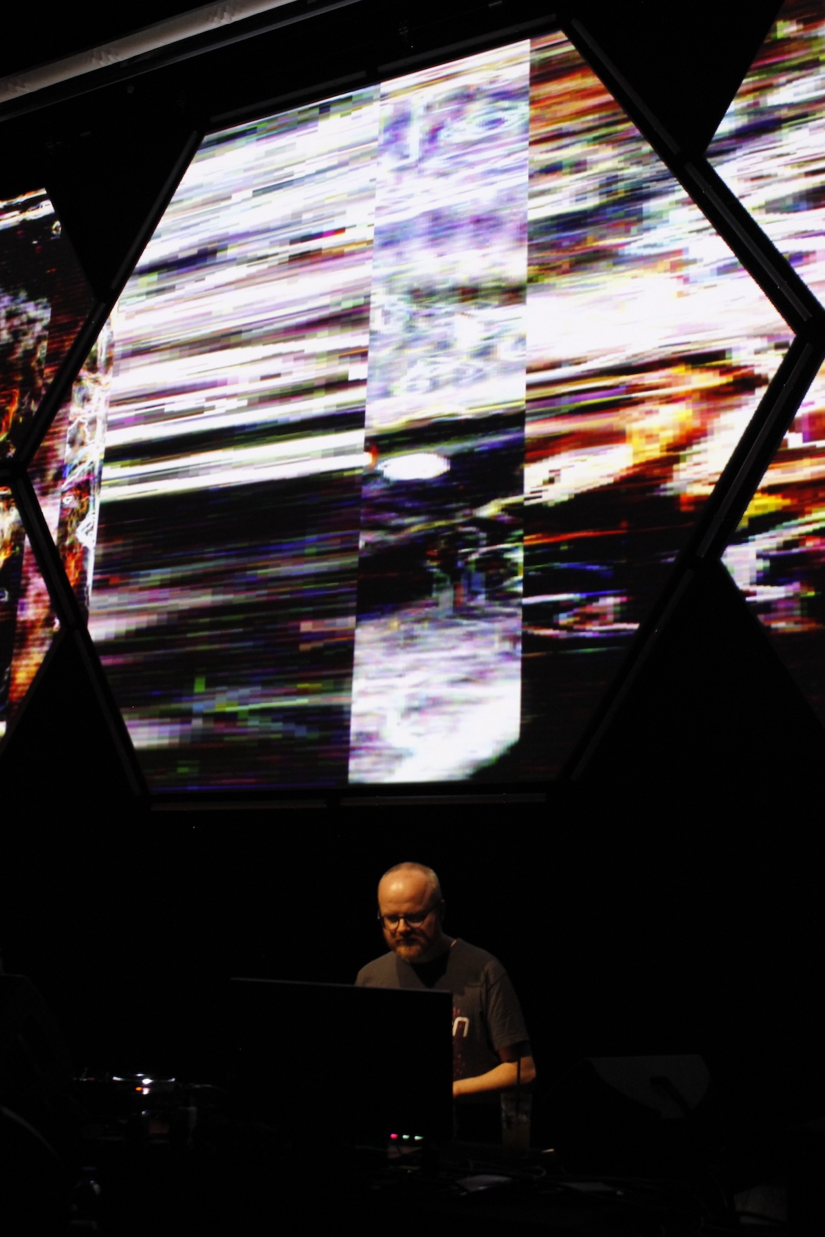 glitchy visuals on a hexagon